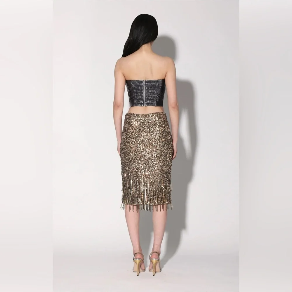 Walter Baker Trixie Skirt in Gold Beam Sequin